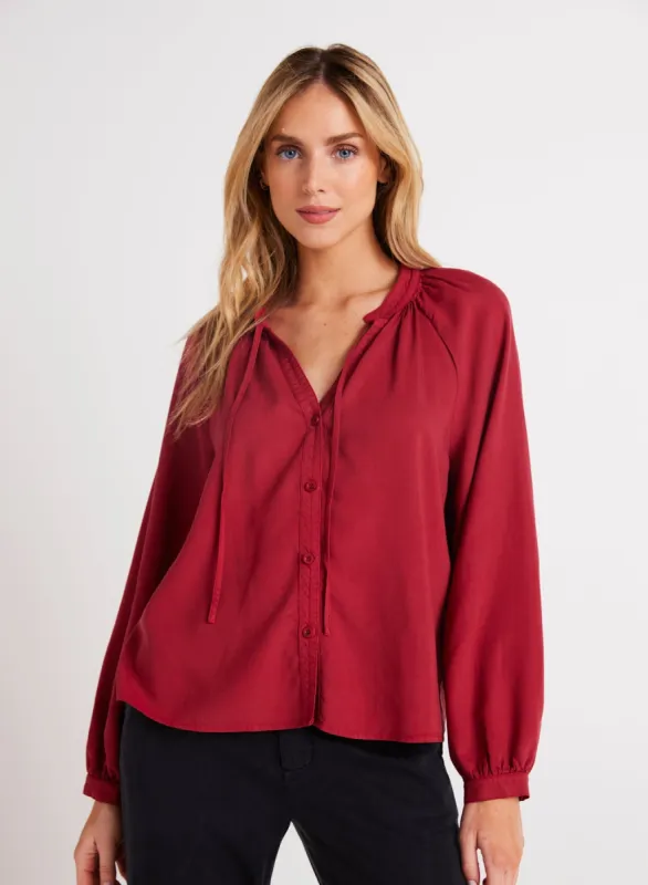 Full Sleeve Raglan Button Down - Ruby Red sold by Bella Dahl