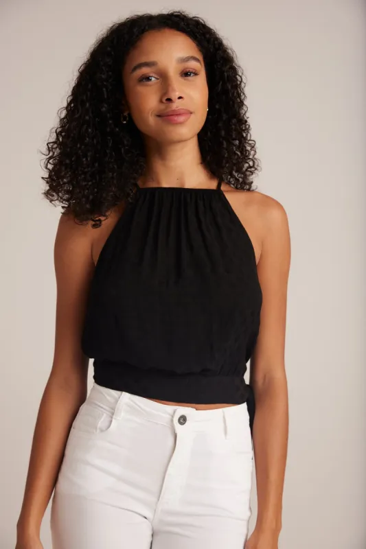 Side Tie Button Halter - Black sold by Bella Dahl