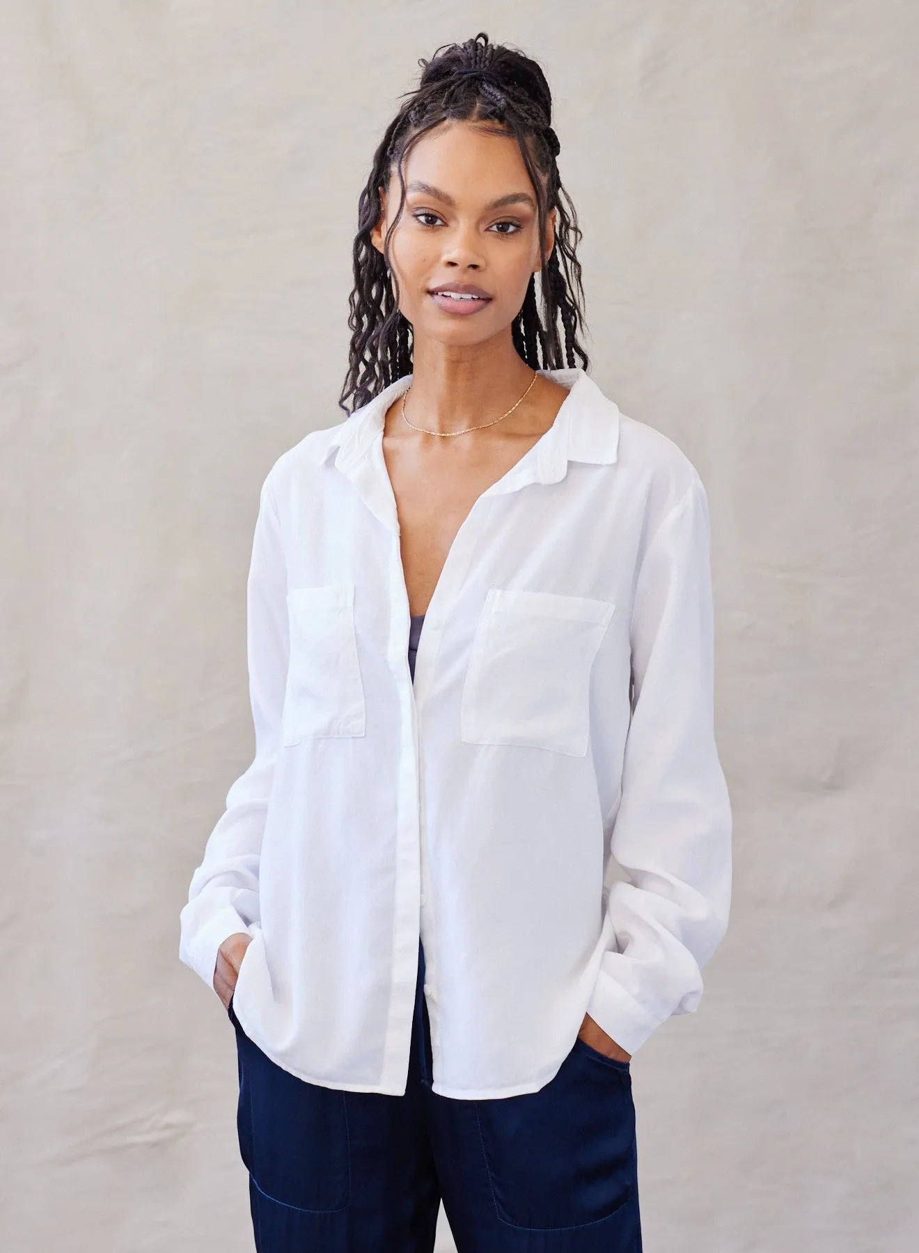 Two Pocket Classic Button Down - White sold by Bella Dahl