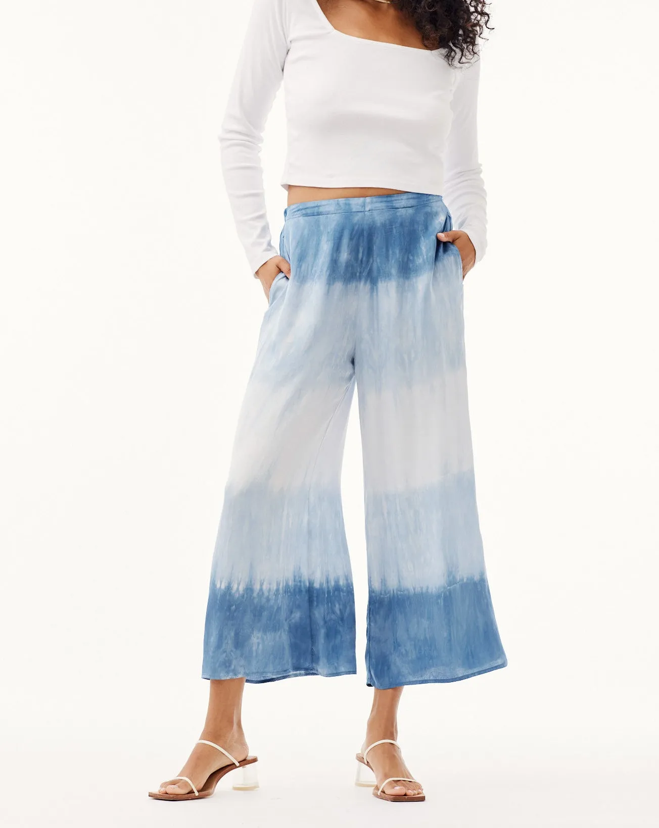 Flowy Tie-Dye Wide Leg Pants- Mykonos Stripe Dye sold by Bella Dahl product image thumbnail 3