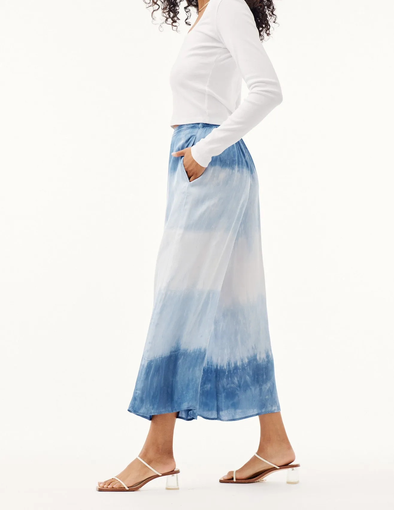 Flowy Tie-Dye Wide Leg Pants- Mykonos Stripe Dye sold by Bella Dahl product image thumbnail 4