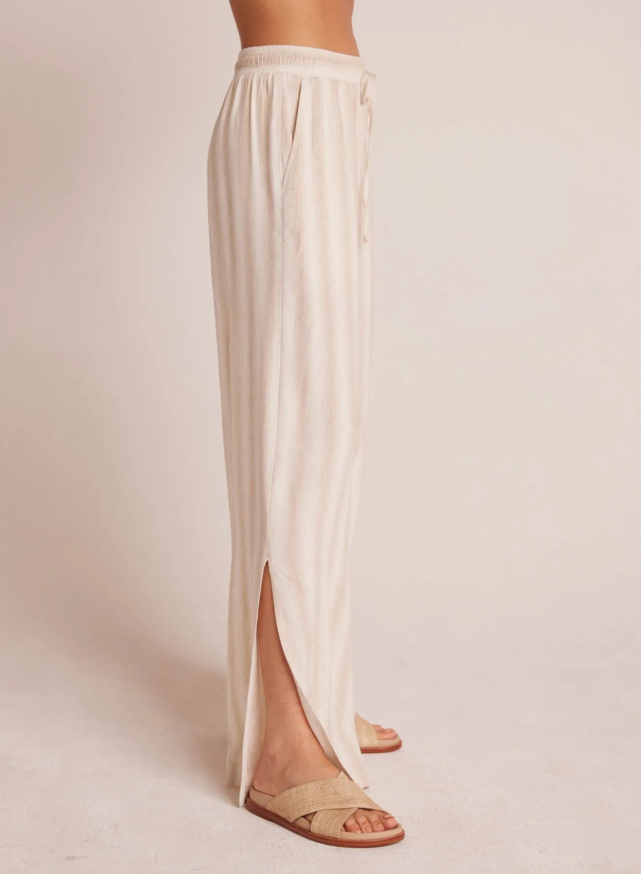 Side Slit Wide Leg Pant - Playa Sand Stripe sold by Bella Dahl product image thumbnail 3