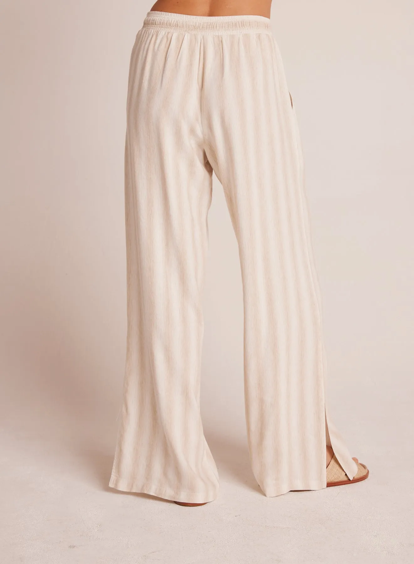 Side Slit Wide Leg Pant - Playa Sand Stripe sold by Bella Dahl product image thumbnail 4