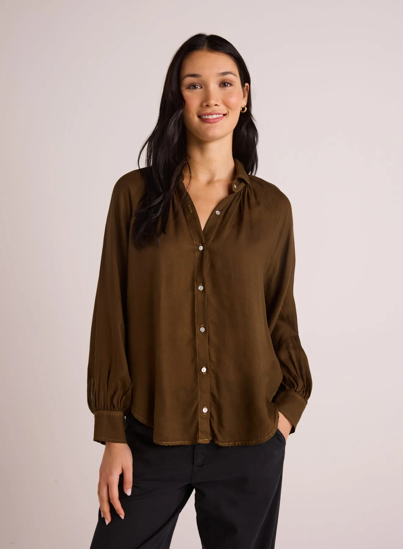 Flowy Raglan Sleeve Shirt - Golden Army sold by Bella Dahl