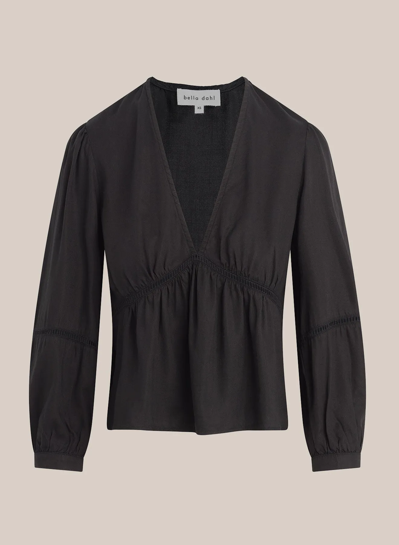 Ladder Trim Peplum Top - Black sold by Bella Dahl