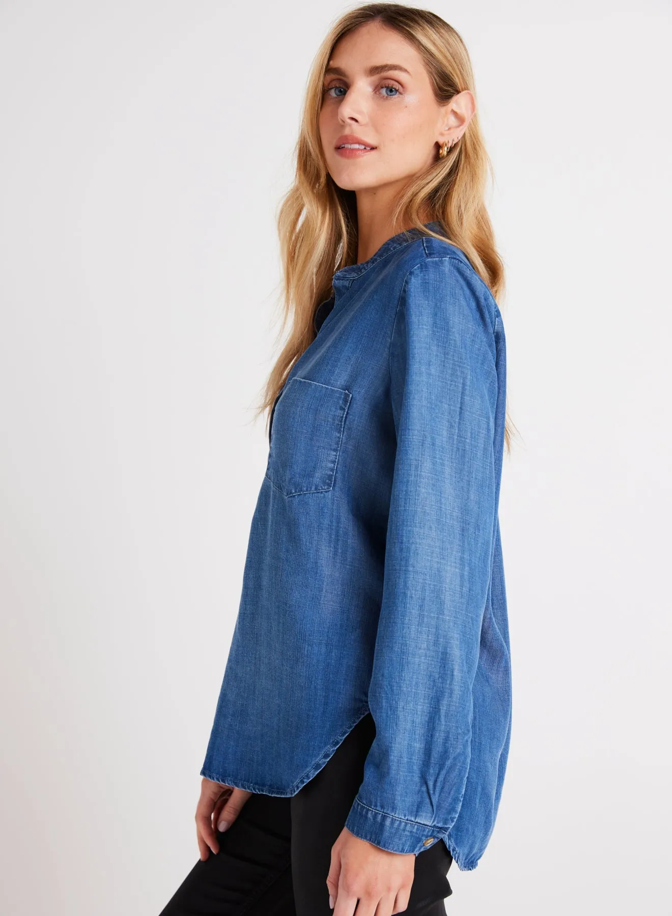 Long Sleeve Pocket Henley - Moonlit Haze Wash sold by Bella Dahl product image thumbnail 3