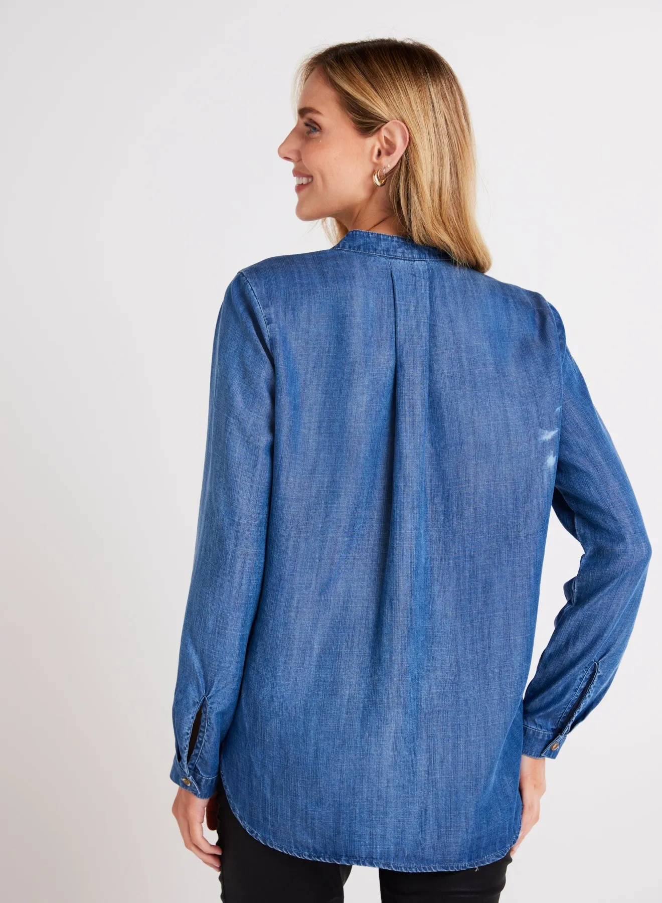 Long Sleeve Pocket Henley - Moonlit Haze Wash sold by Bella Dahl product image thumbnail 2