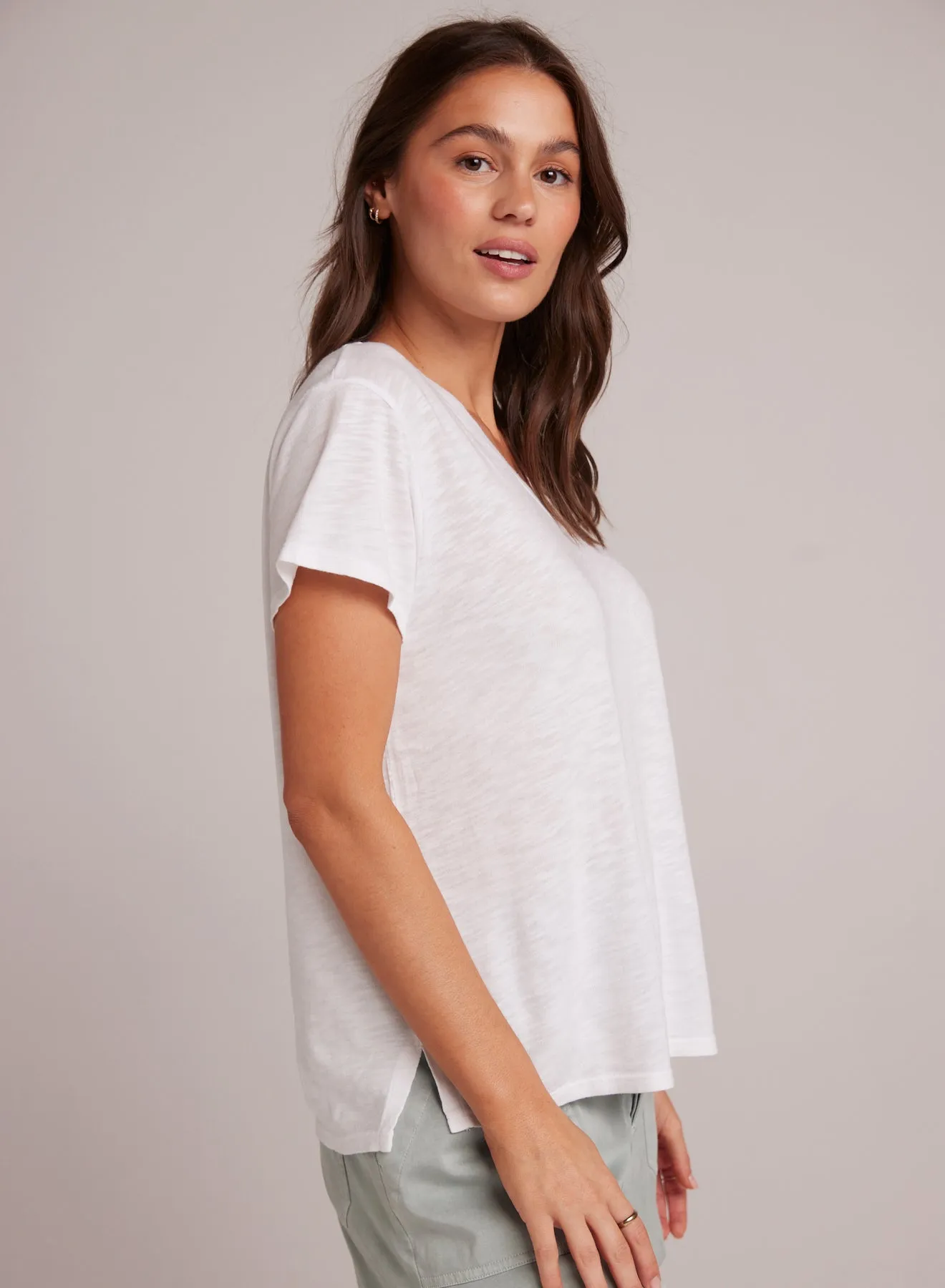 Side Slit V-Neck Tee - White sold by Bella Dahl product image thumbnail 3