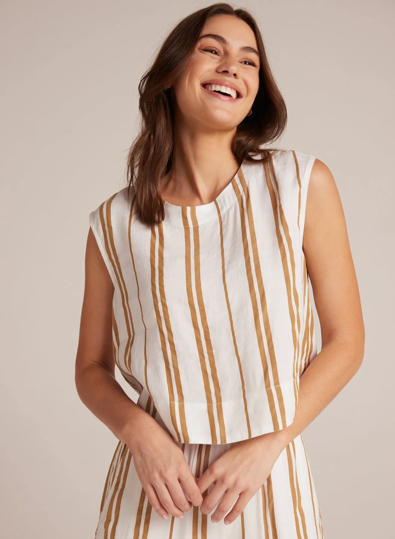 Boxy Button Back Top - Redwood Stripe sold by Bella Dahl