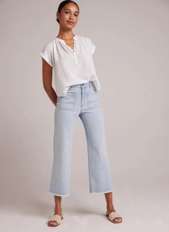 Sarah Frayed Hem Wide Leg Crop - Ocean Mist Wash sold by Bella Dahl