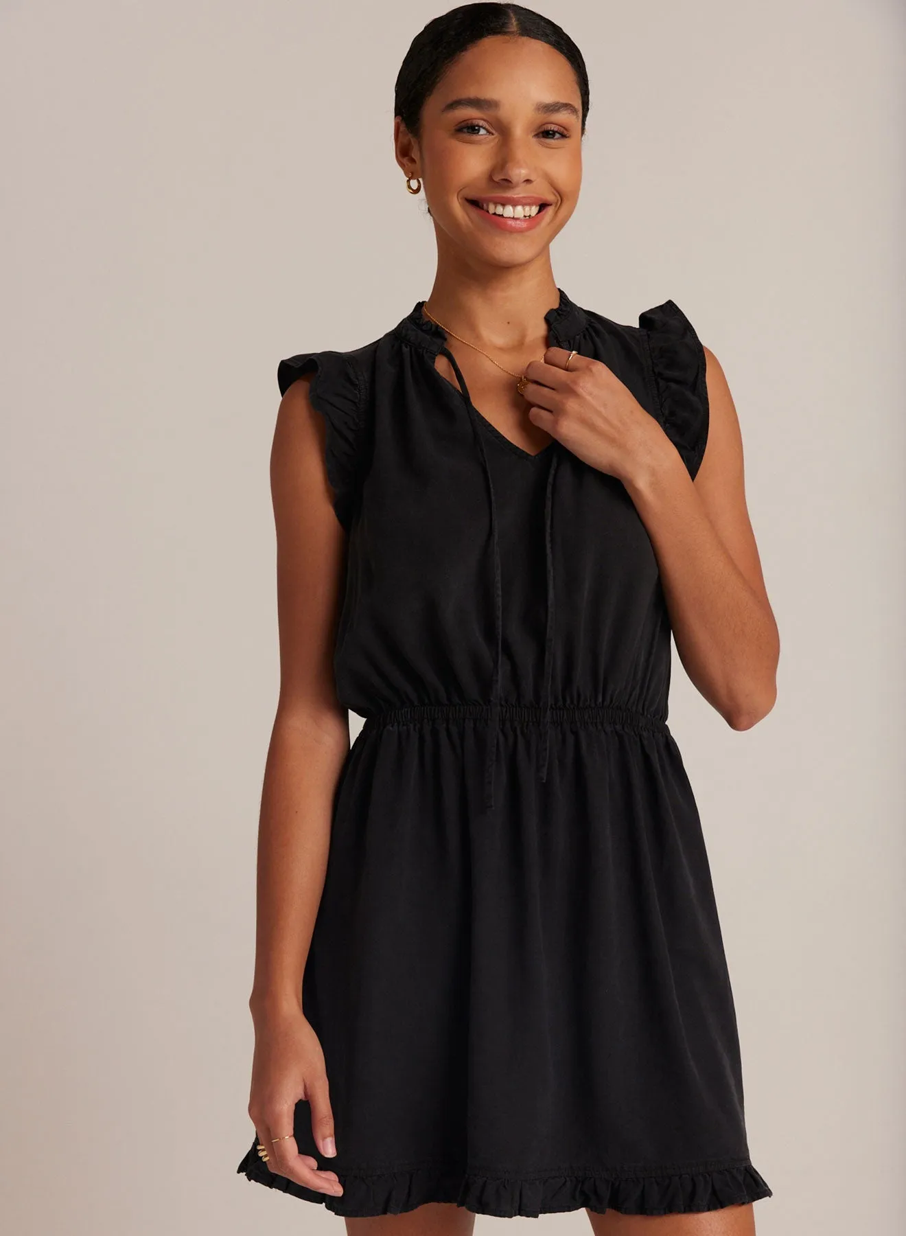 Ruffle Sleeve Mini Dress - Vintage Black sold by Bella Dahl