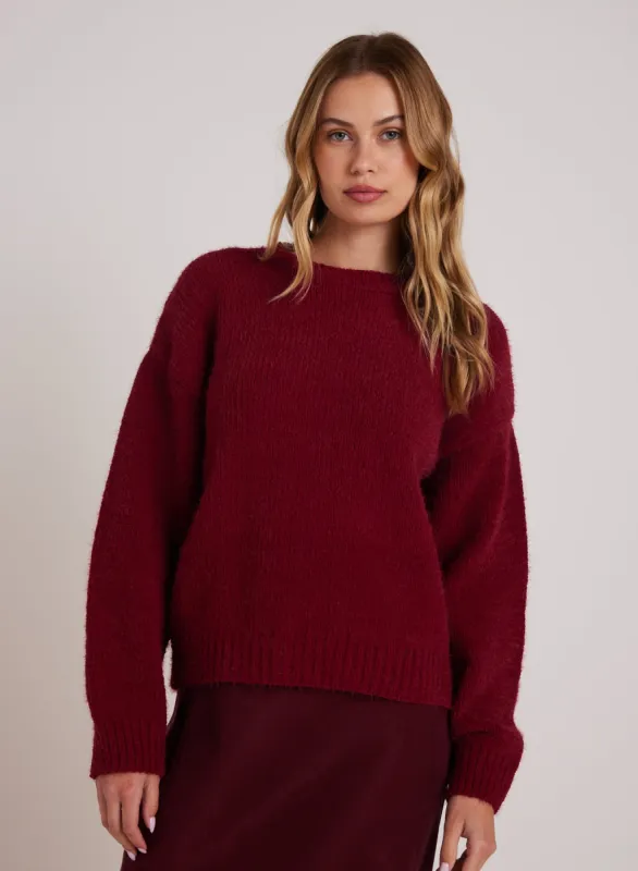Drop Shoulder Fuzzy  Chenille Sweater - Deep Plum sold by Bella Dahl