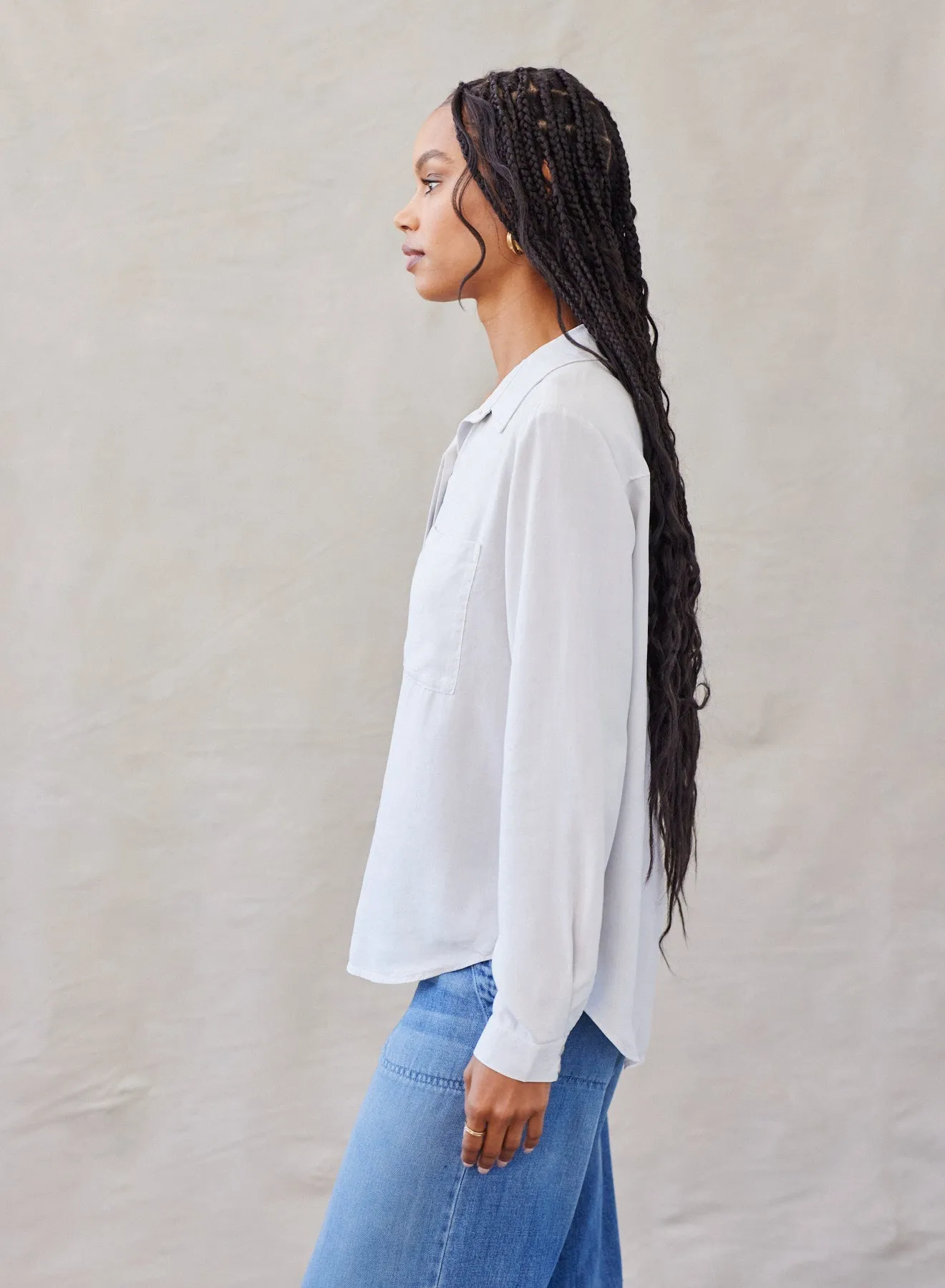 Two Pocket Classic Button Down - Foggy Sky sold by Bella Dahl product image thumbnail 3