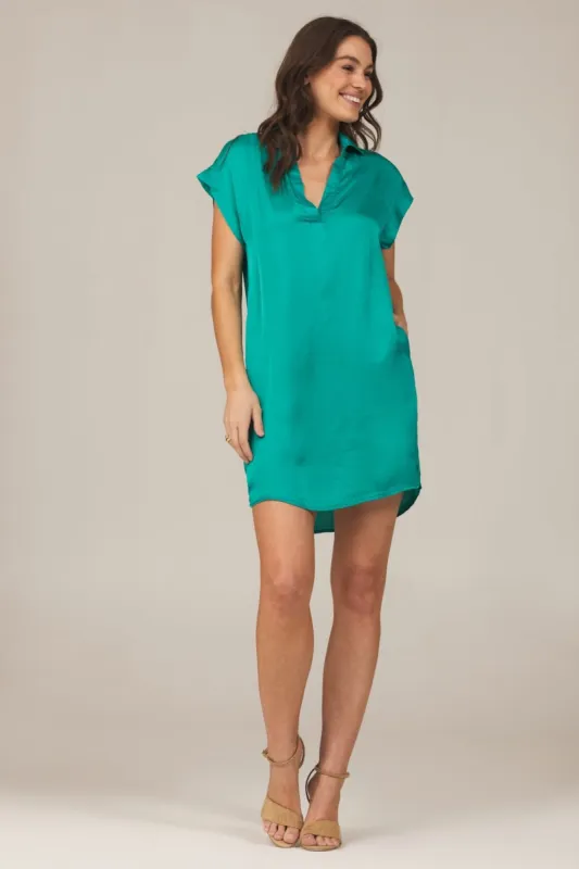 Cap Sleeve V-Neck Dress - Tropical Teal sold by Bella Dahl