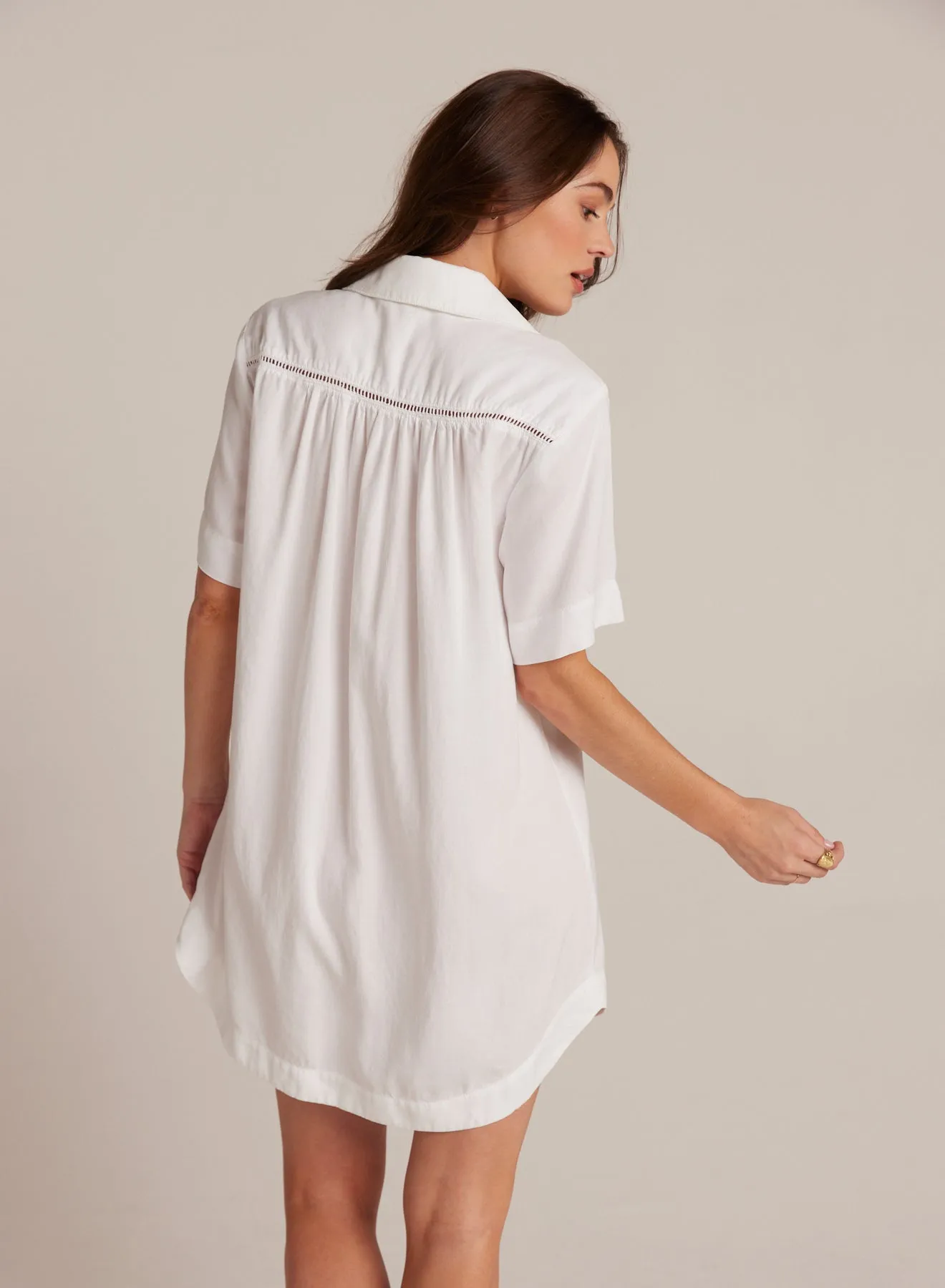 Ladder Trim Shirt Dress - White sold by Bella Dahl product image thumbnail 2