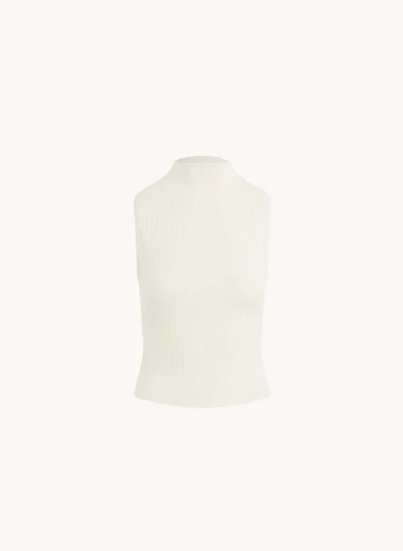 Rib Mock Neck Top - Winter White sold by Bella Dahl