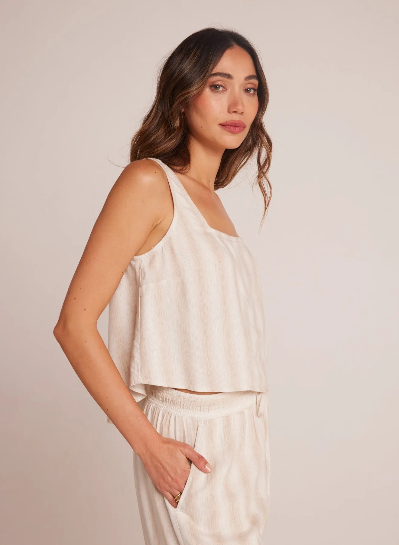 Square Neck Tank - Playa Sand Stripe sold by Bella Dahl product image thumbnail 3