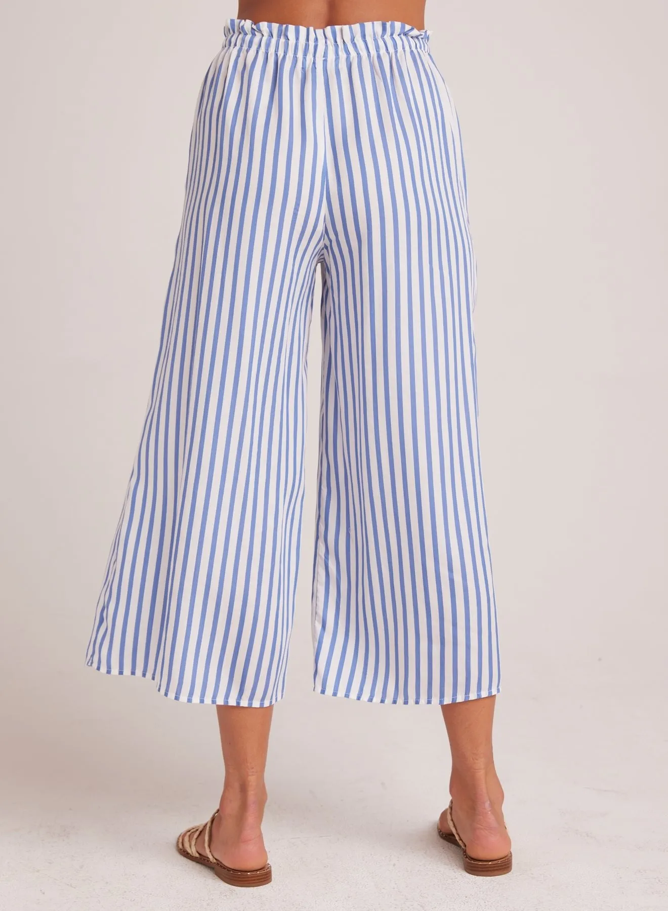 Ruffle Waist Wide Leg Crop - Bahia Breeze Stripe sold by Bella Dahl product image thumbnail 2