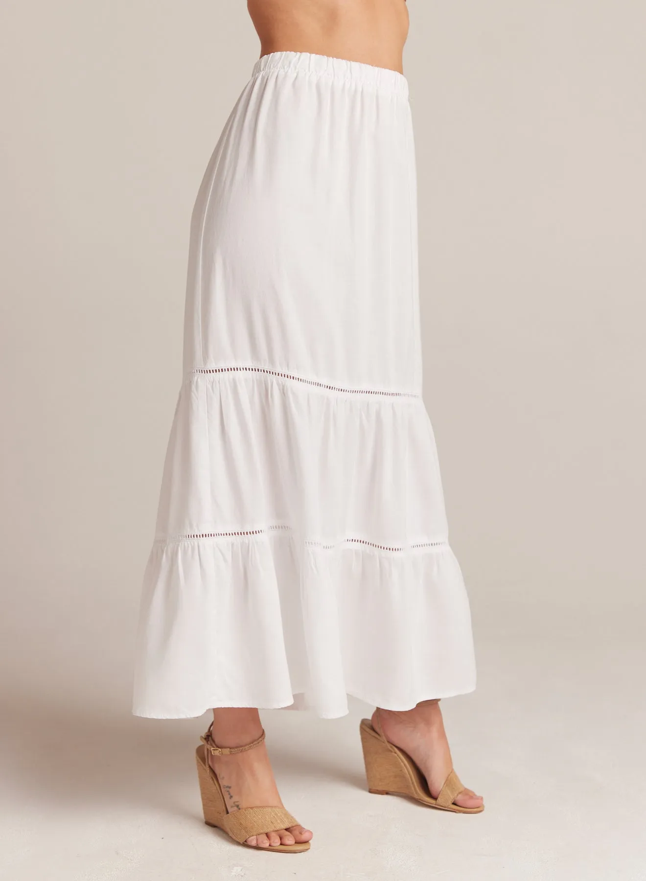 Ladder Trim Tiered Maxi Skirt - White sold by Bella Dahl product image thumbnail 5