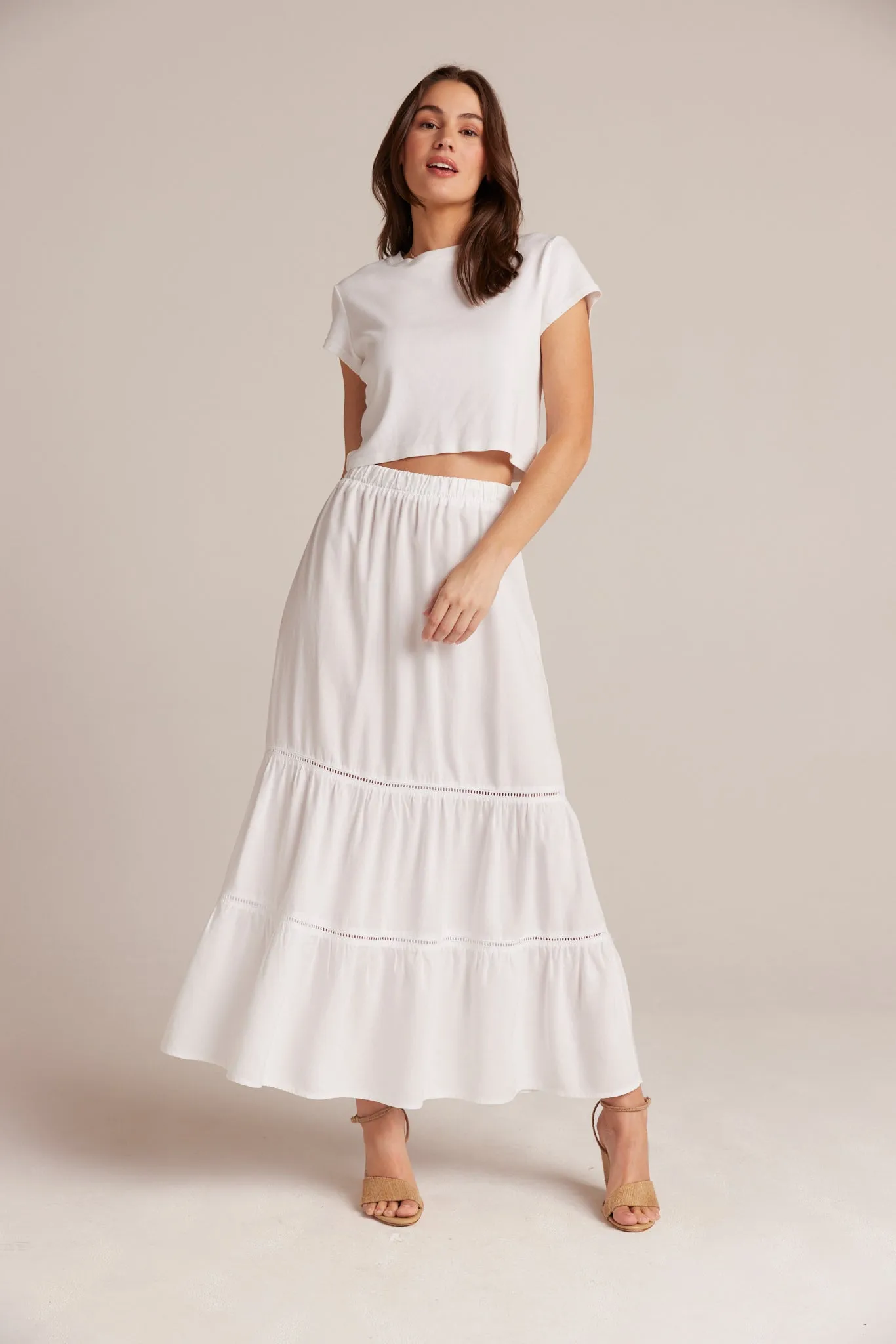 Ladder Trim Tiered Maxi Skirt - White sold by Bella Dahl product image thumbnail 2