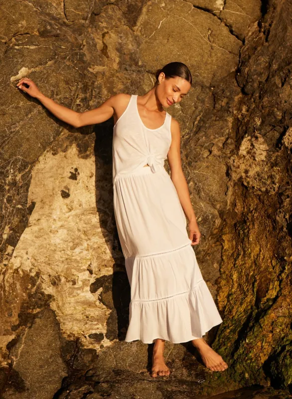 Ladder Trim Tiered Maxi Skirt - White sold by Bella Dahl