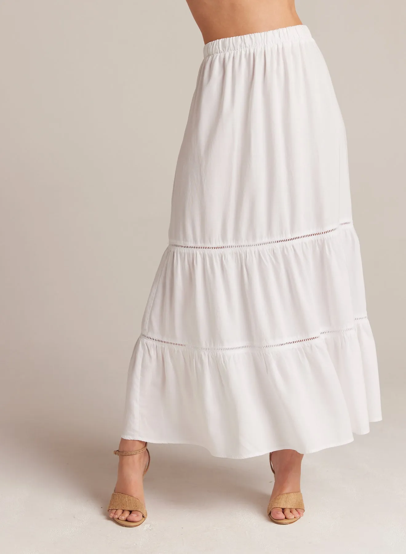 Ladder Trim Tiered Maxi Skirt - White sold by Bella Dahl product image thumbnail 3
