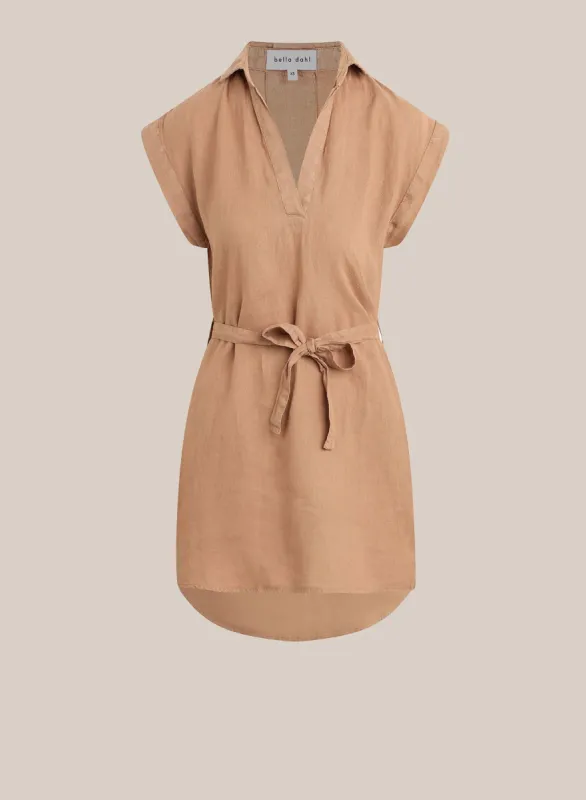 Belted Linen  Shirt Dress- Desert Brown sold by Bella Dahl