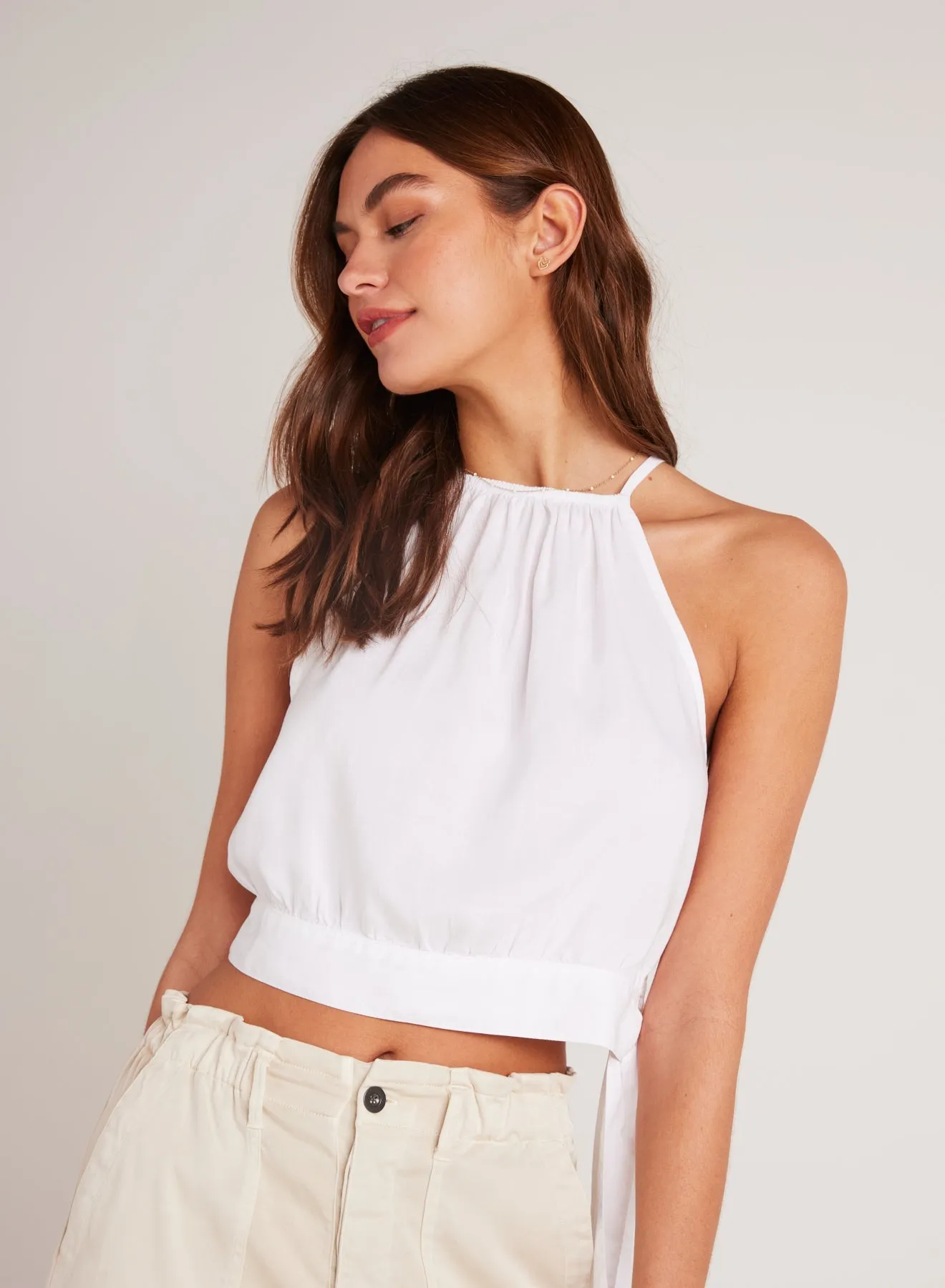 Cropped Side Tie Halter - White sold by Bella Dahl product image thumbnail 2