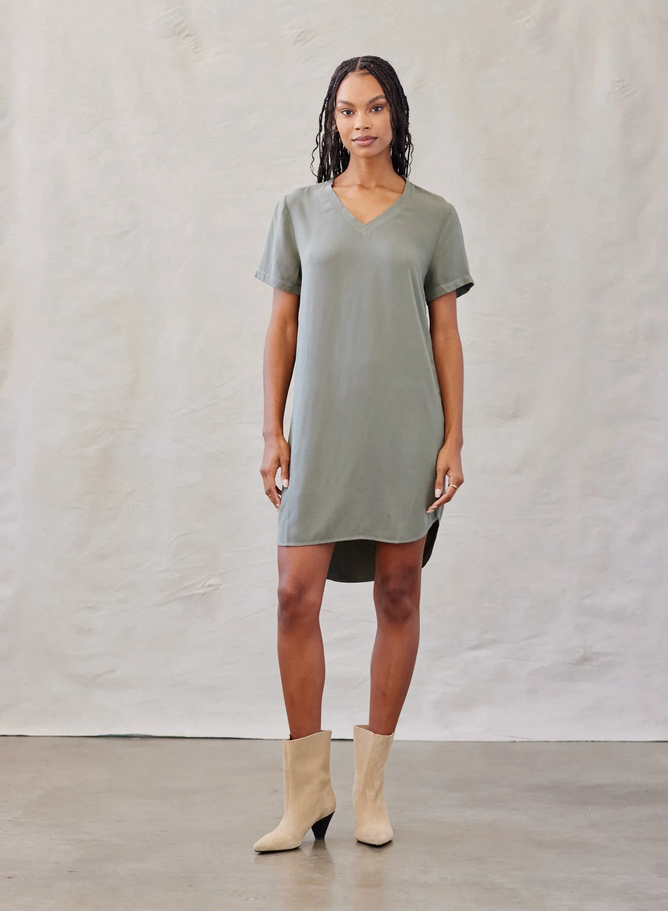 V-Neck Tee Dress - Soft Army sold by Bella Dahl product image thumbnail 4