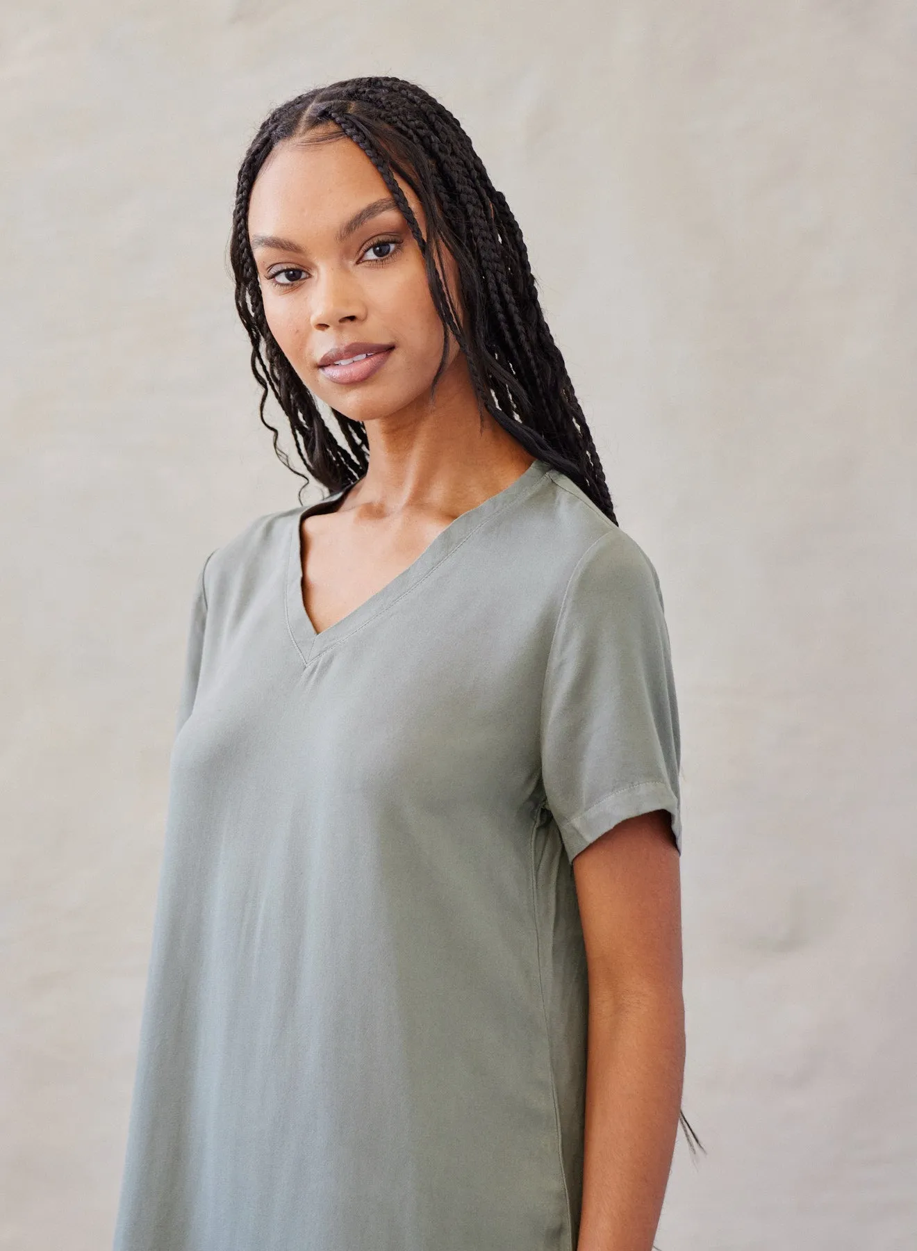 V-Neck Tee Dress - Soft Army sold by Bella Dahl product image thumbnail 3