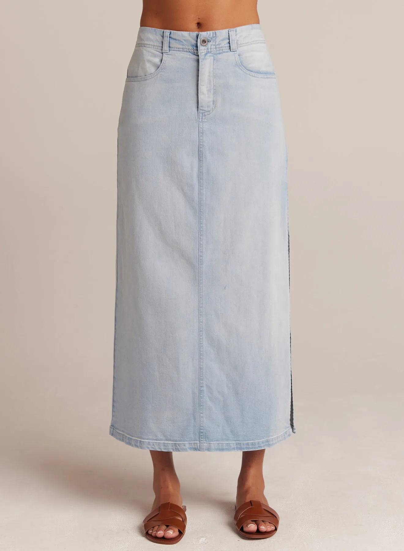 Indigo Side Slit Skirt - Ocean Mist Wash sold by Bella Dahl product image thumbnail 3