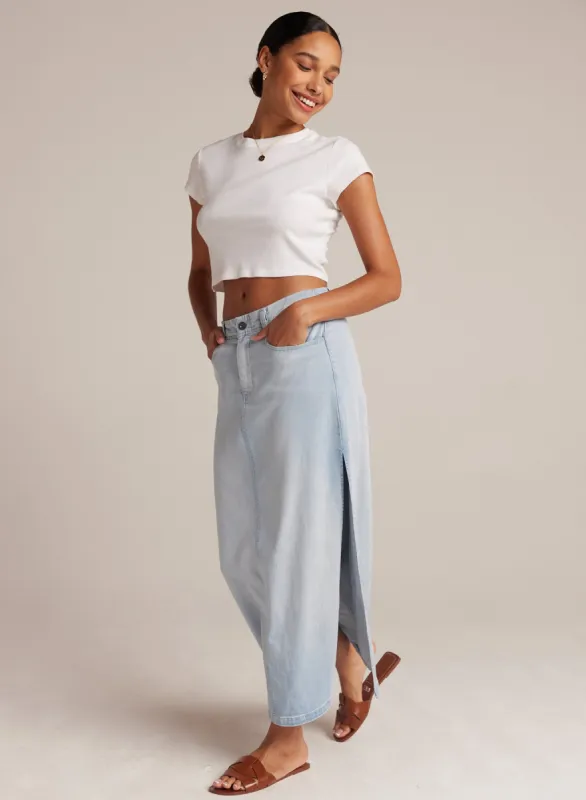 Indigo Side Slit Skirt - Ocean Mist Wash sold by Bella Dahl
