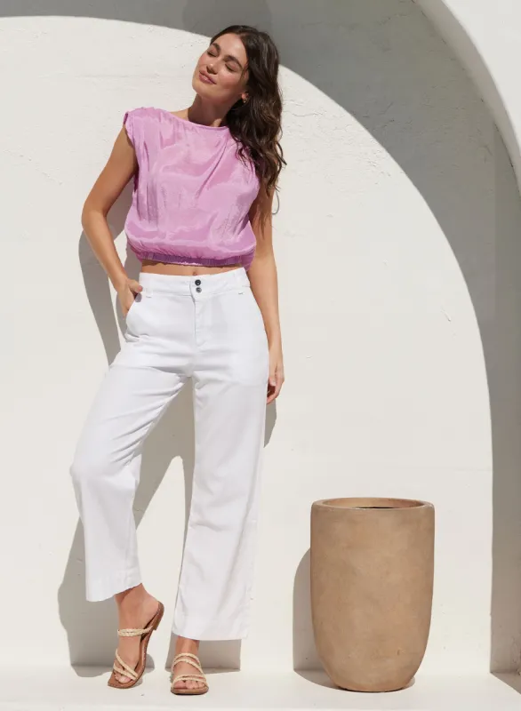 Saige Wide Leg Crop - White sold by Bella Dahl