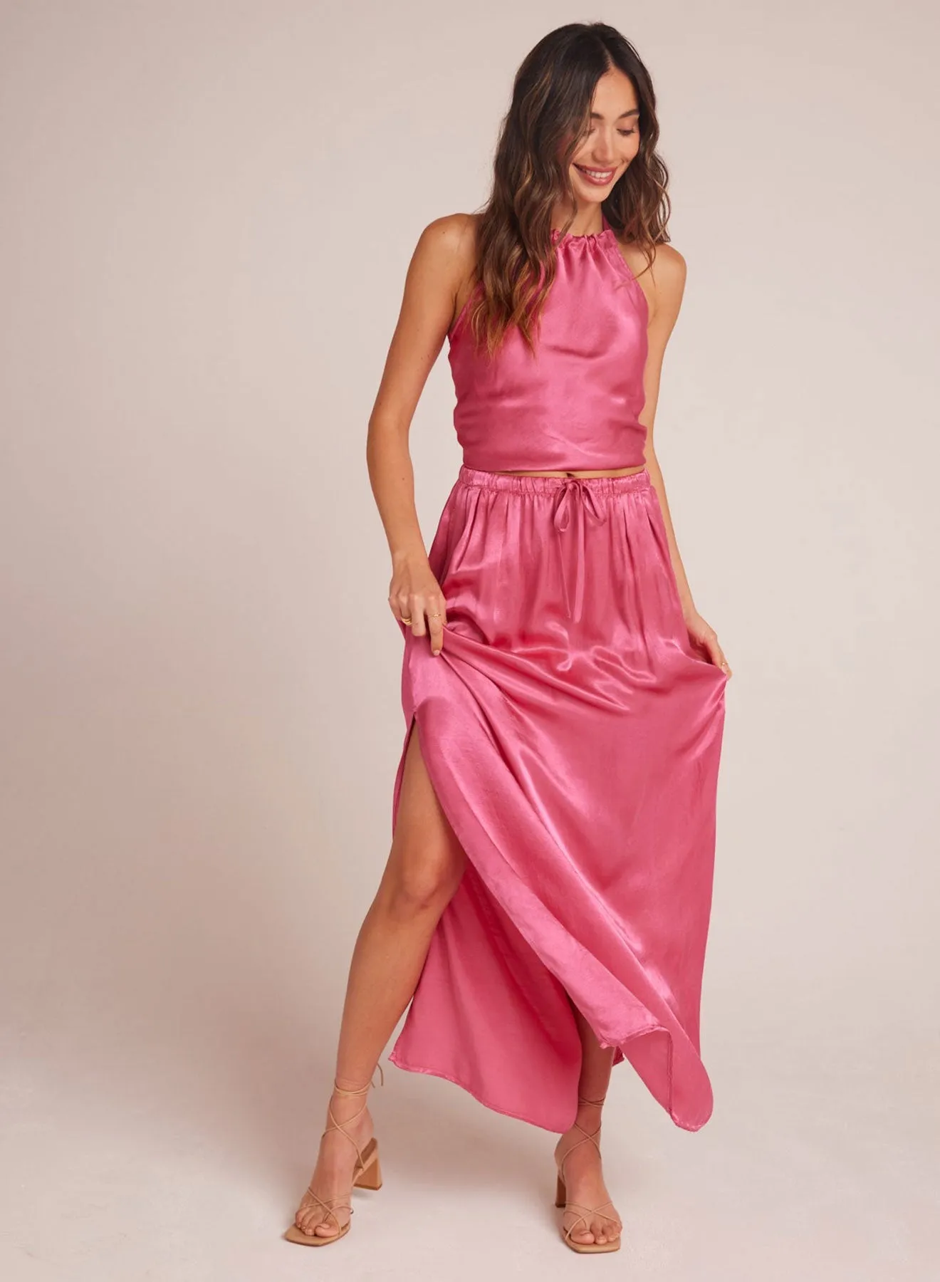 Pleat Front Maxi Skirt - Tidal Pink sold by Bella Dahl