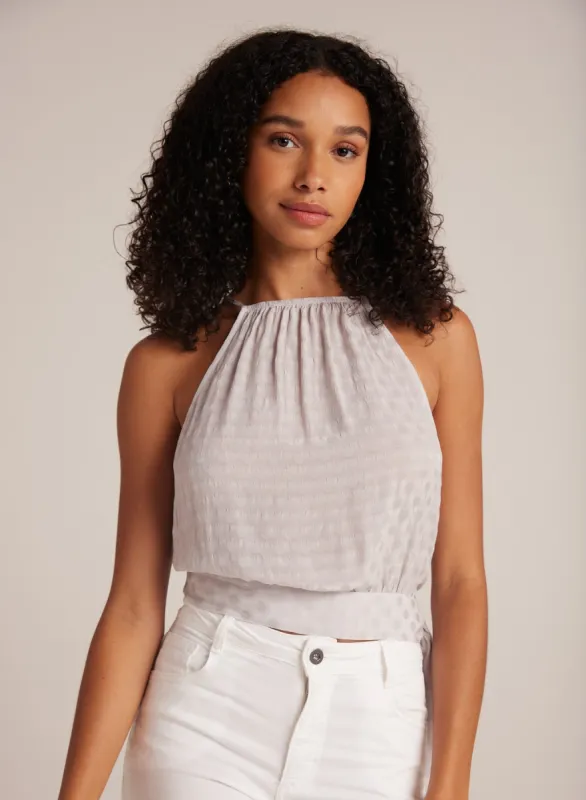 Side Tie Button Halter - Silver Pearl sold by Bella Dahl