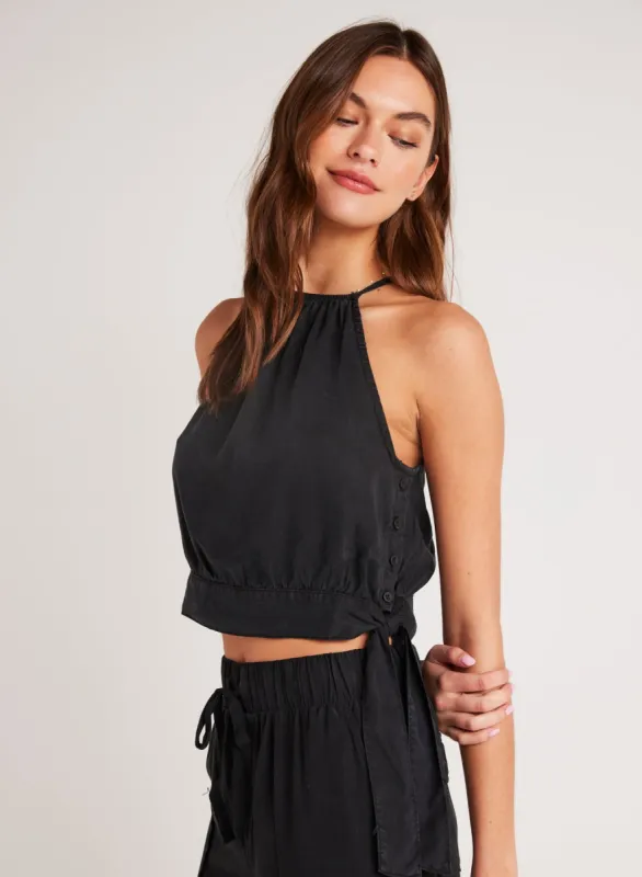 Cropped Side Tie Halter - Black sold by Bella Dahl