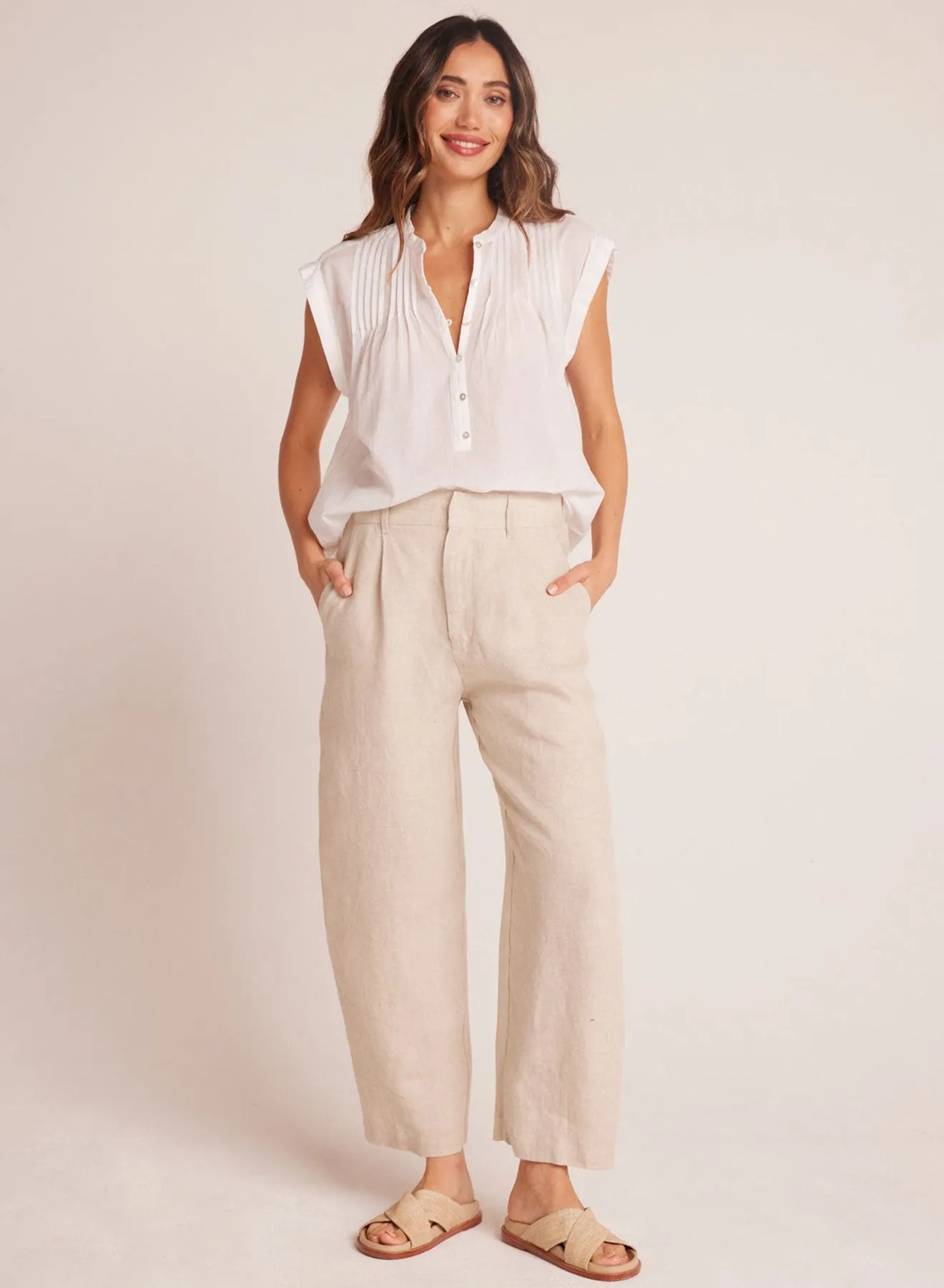 Relaxed Pleat Front Trouser - Linen Sand sold by Bella Dahl