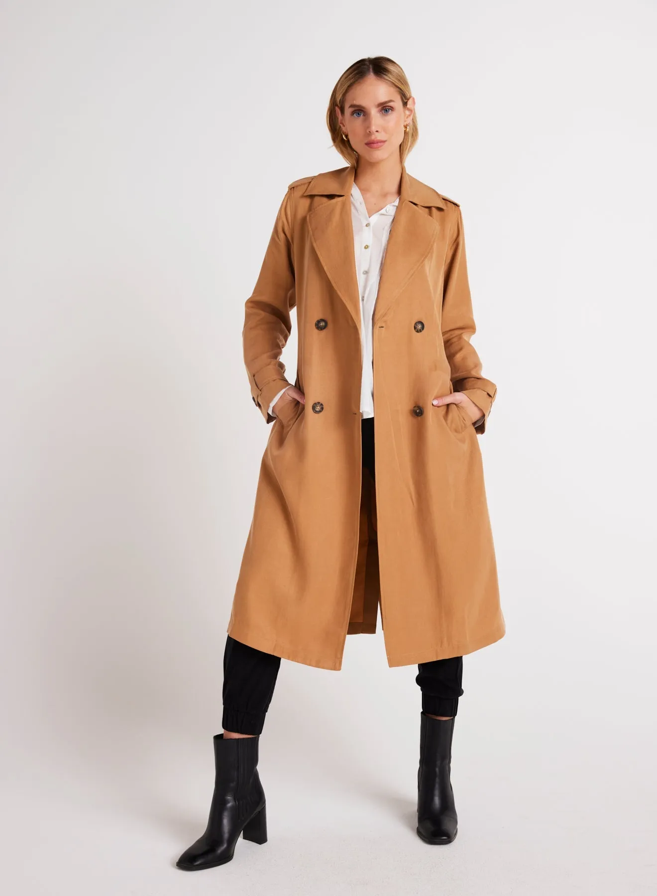 Luxe Twill Trench Coat - Golden Camel sold by Bella Dahl product image thumbnail 3