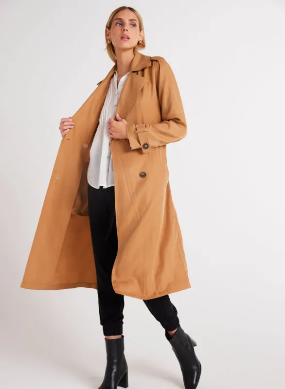 Luxe Twill Trench Coat - Golden Camel sold by Bella Dahl
