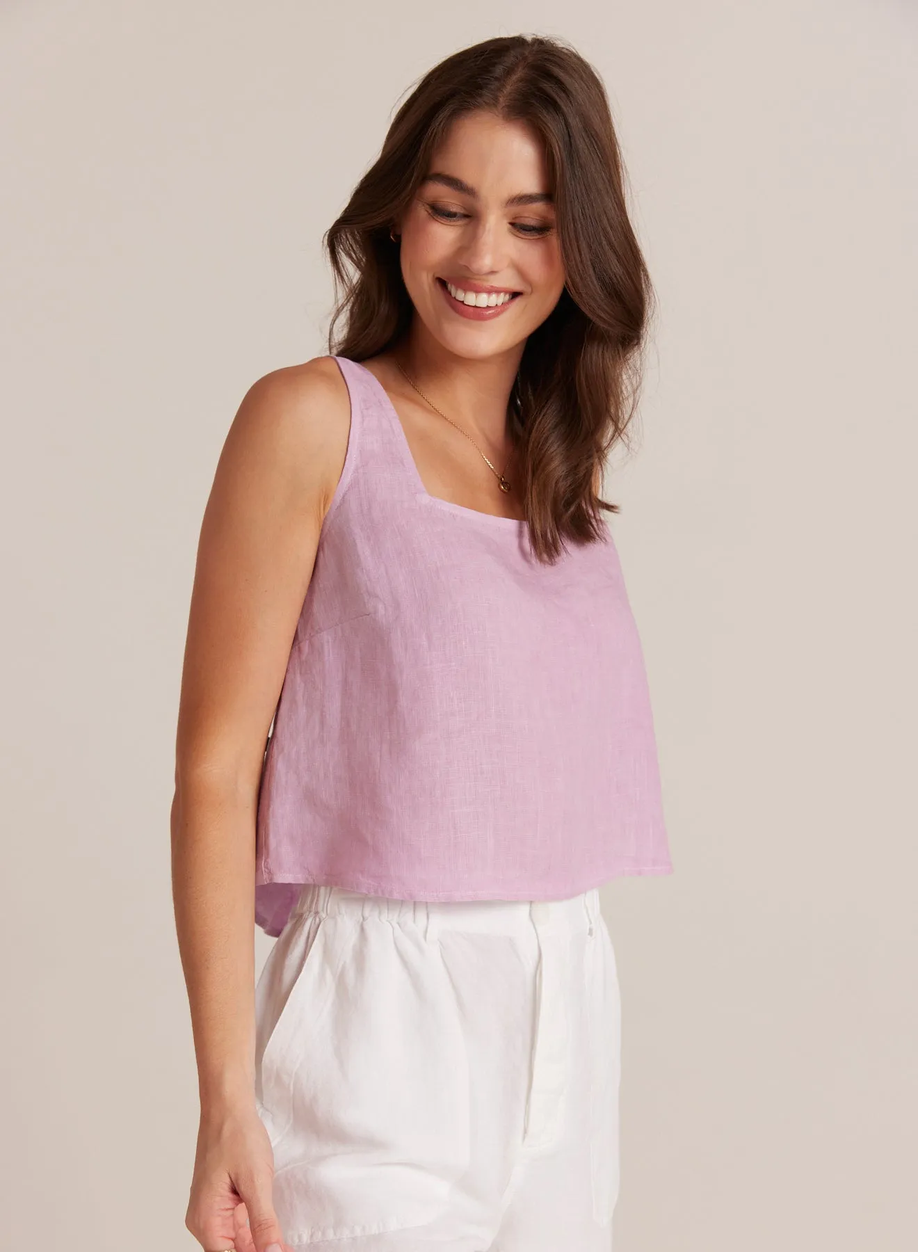 Button Back Linen Tank - Light Orchid sold by Bella Dahl product image thumbnail 3