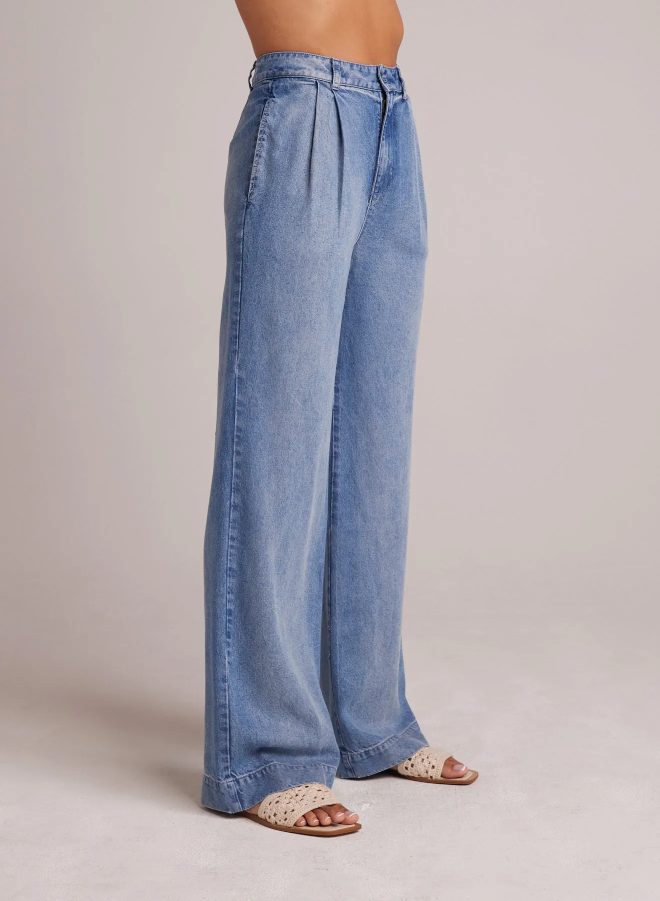 Greta Pleated Wide Leg Trouser- Pacific Salt Wash sold by Bella Dahl product image thumbnail 3