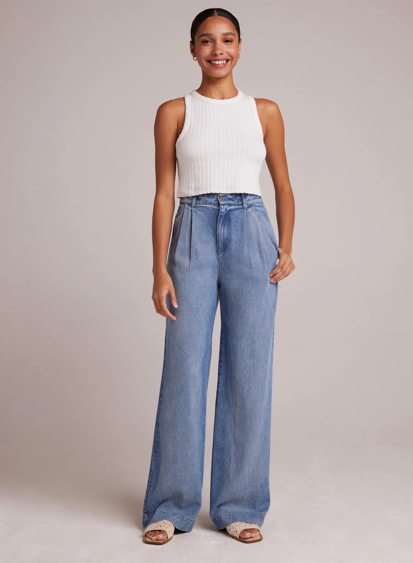 Greta Pleated Wide Leg Trouser- Pacific Salt Wash sold by Bella Dahl