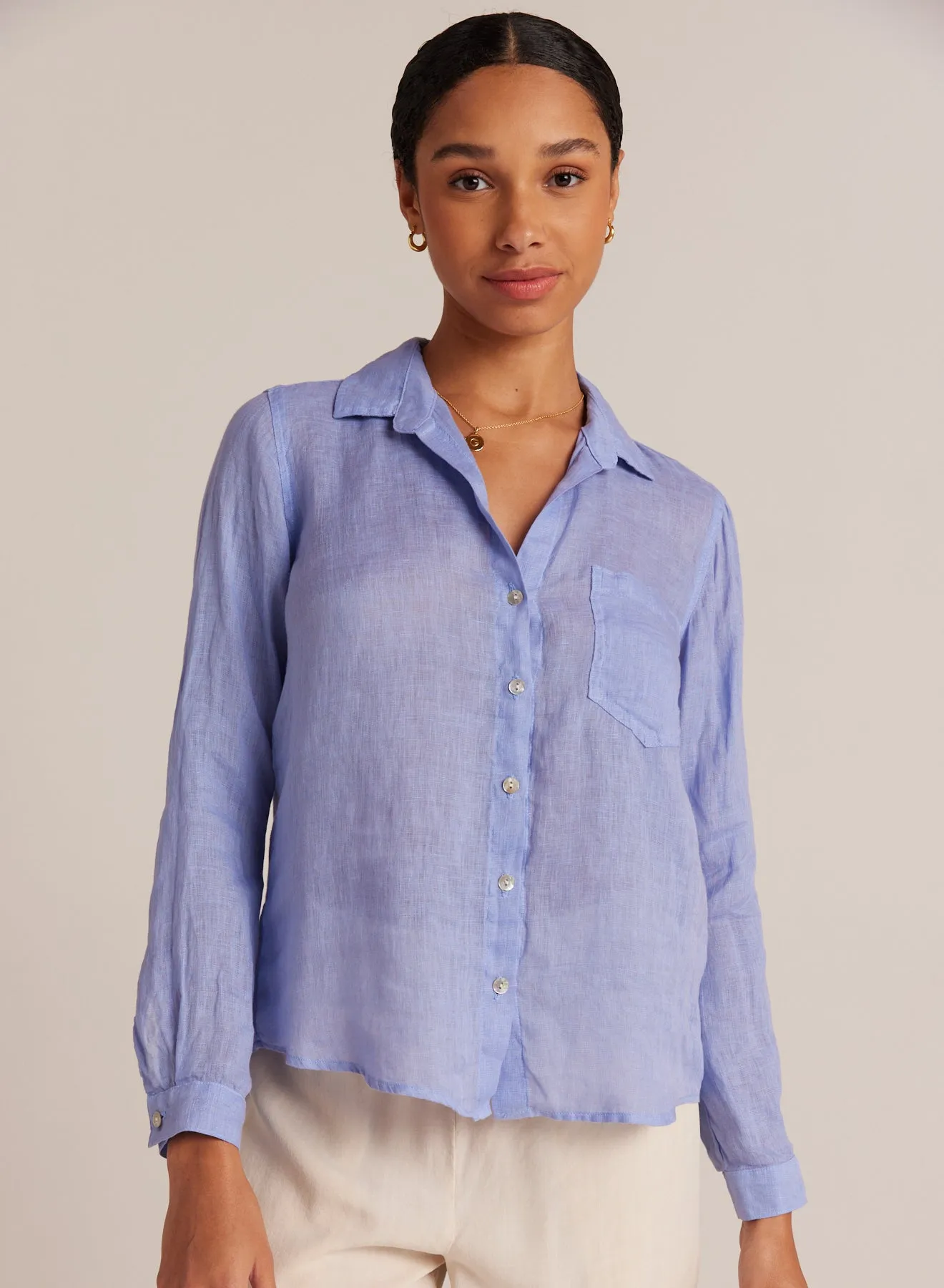 Linen Pocket Button Down - Peri Blue sold by Bella Dahl