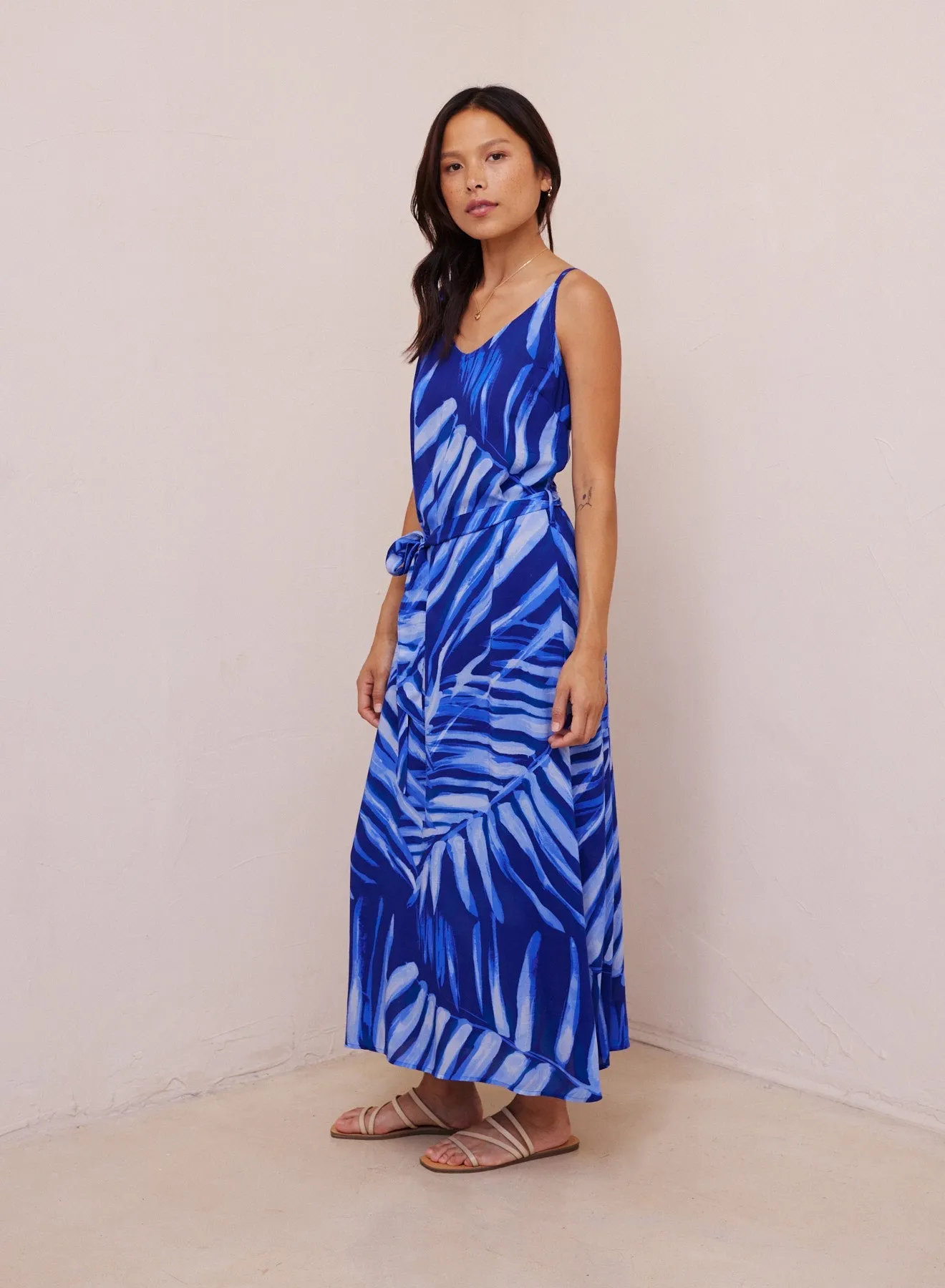 V-Neck Sleeveless Midi Dress - Bayside Palm Print sold by Bella Dahl product image thumbnail 4
