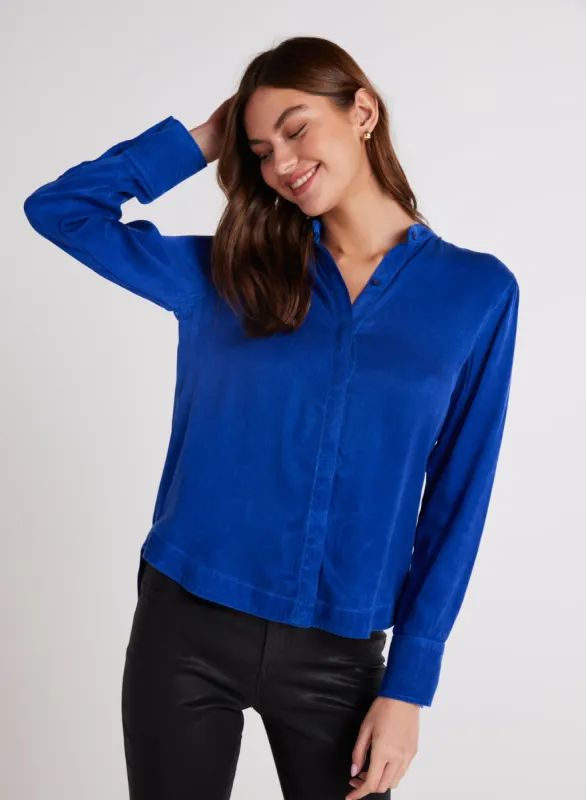 Mandarin Collar Button Down - Rich Cobalt sold by Bella Dahl