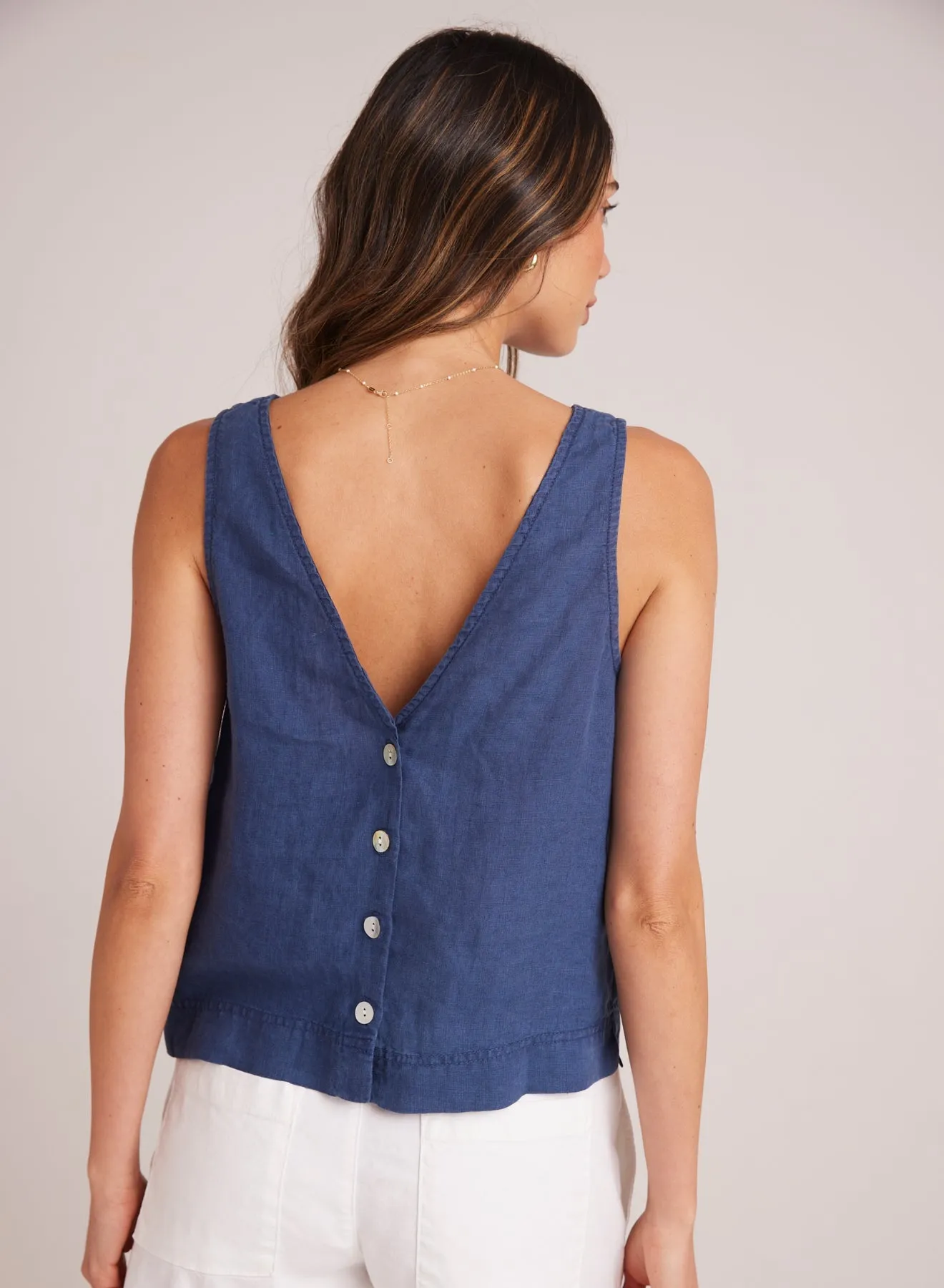 Sleeveless Button Back V-Neck Top - Brazilian Navy sold by Bella Dahl product image thumbnail 2