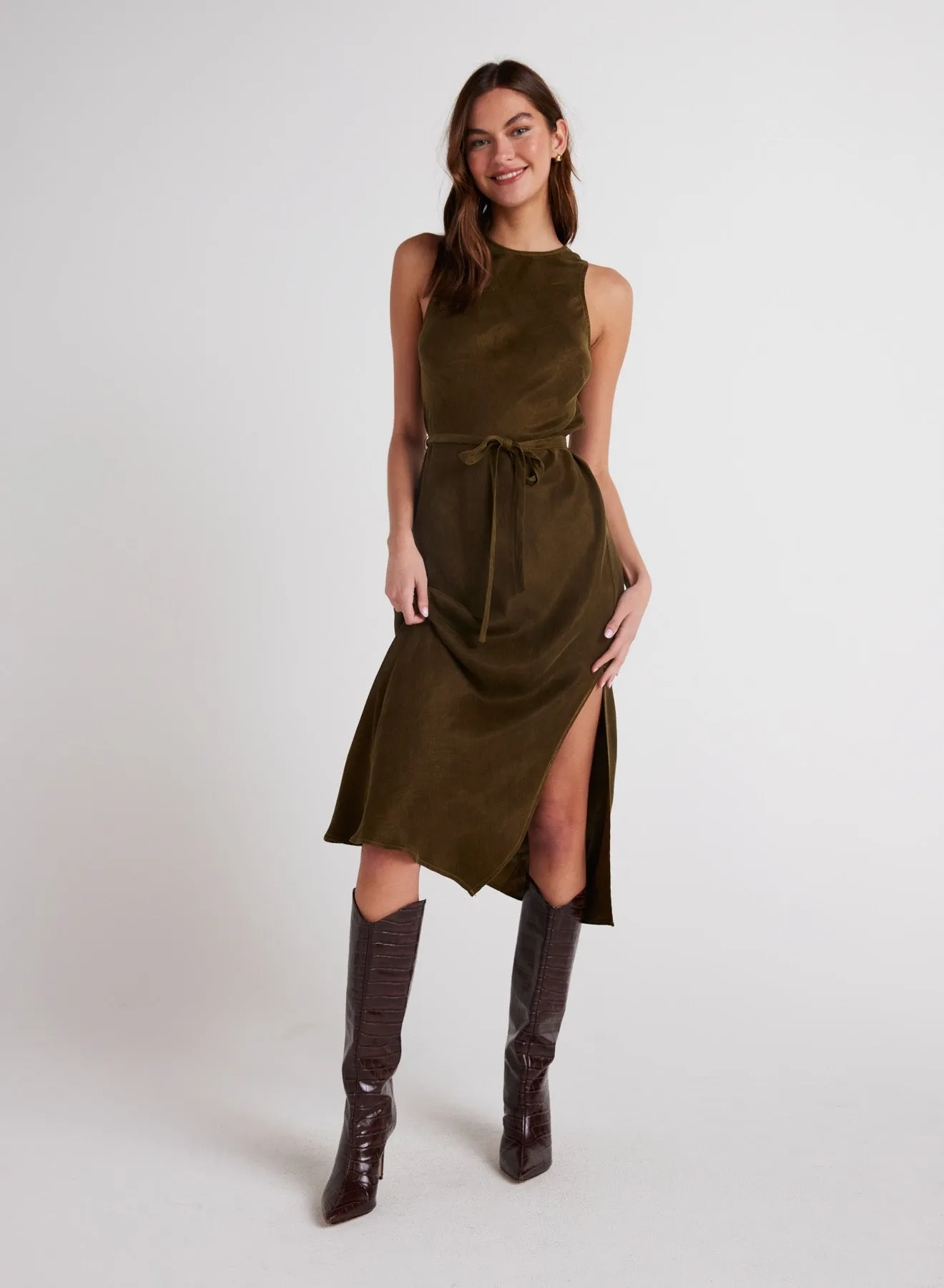 Tank Slip Dress - Autumn Olive sold by Bella Dahl