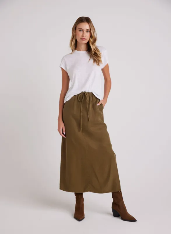 Ana Side Slit Skirt - Basil Green sold by Bella Dahl