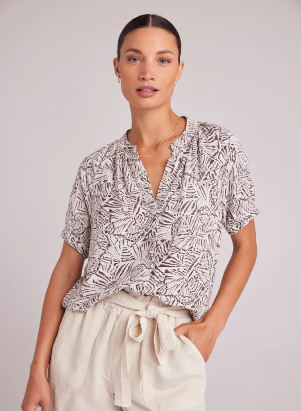 Short Sleeve Shirred Raglan Shirt - Papillon Print sold by Bella Dahl