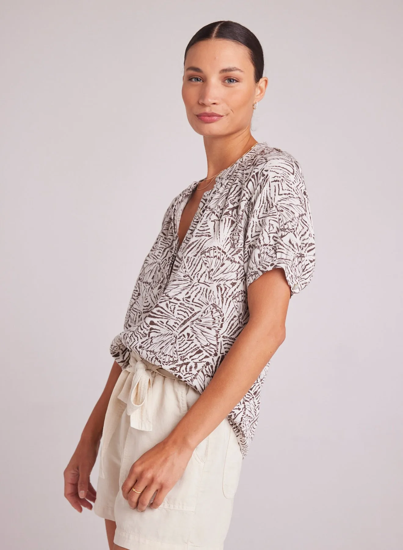 Short Sleeve Shirred Raglan Shirt - Papillon Print sold by Bella Dahl product image thumbnail 3